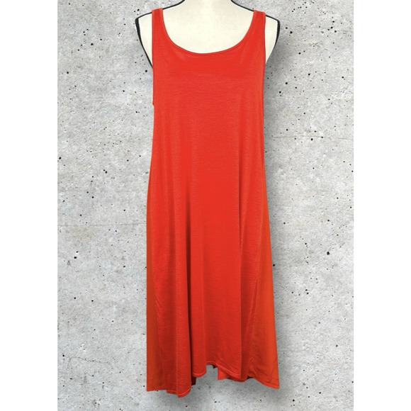 Eileen Fisher Boho Sheer Midi Dress Size M Layered Beachy Minimalist Flowy Silky - Picture 1 of 10